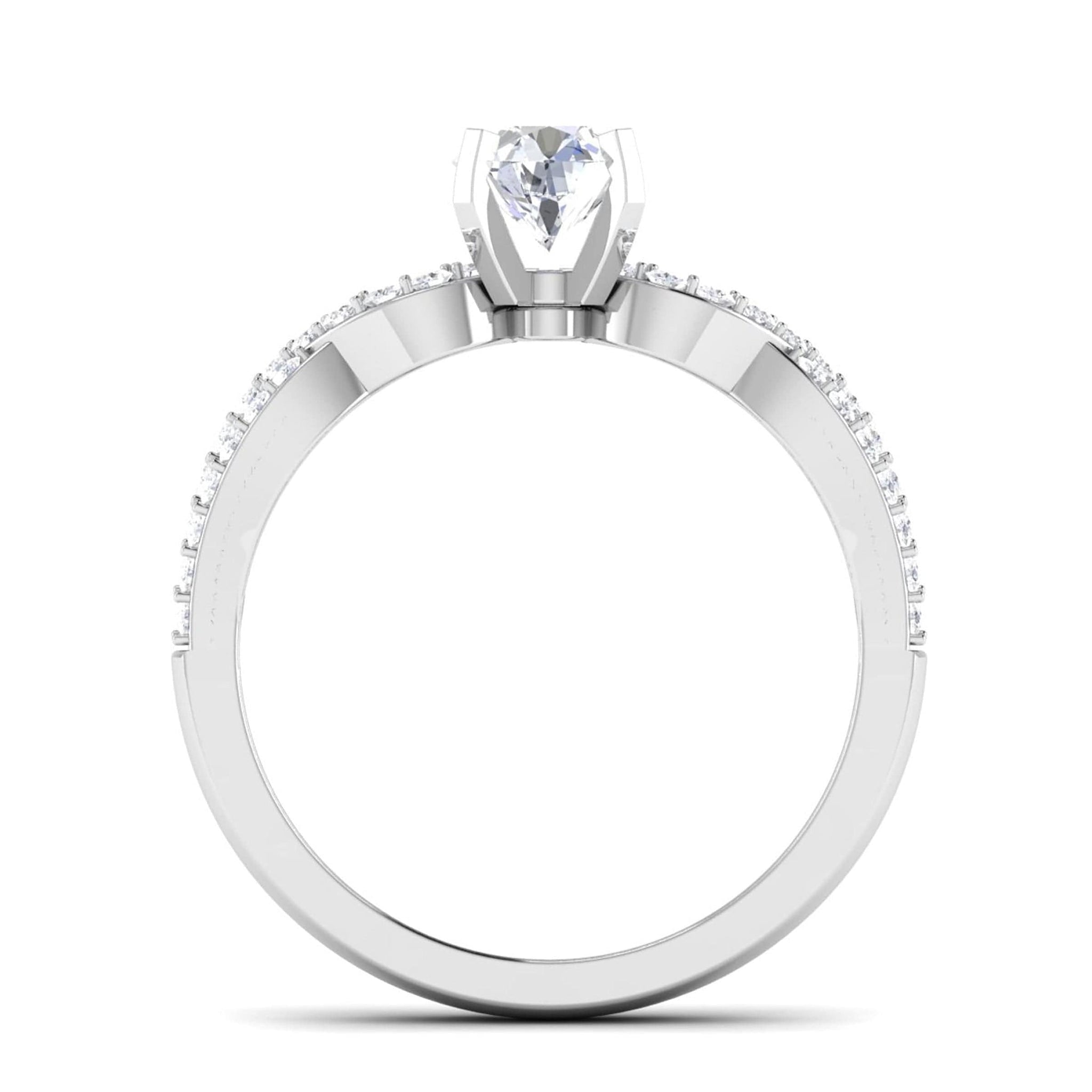 Jewelove™ Rings J VS / Women's Band only 50-Pointer Platinum Double Shank Diamond Solitaire Engagement Ring JL PT 6994-A