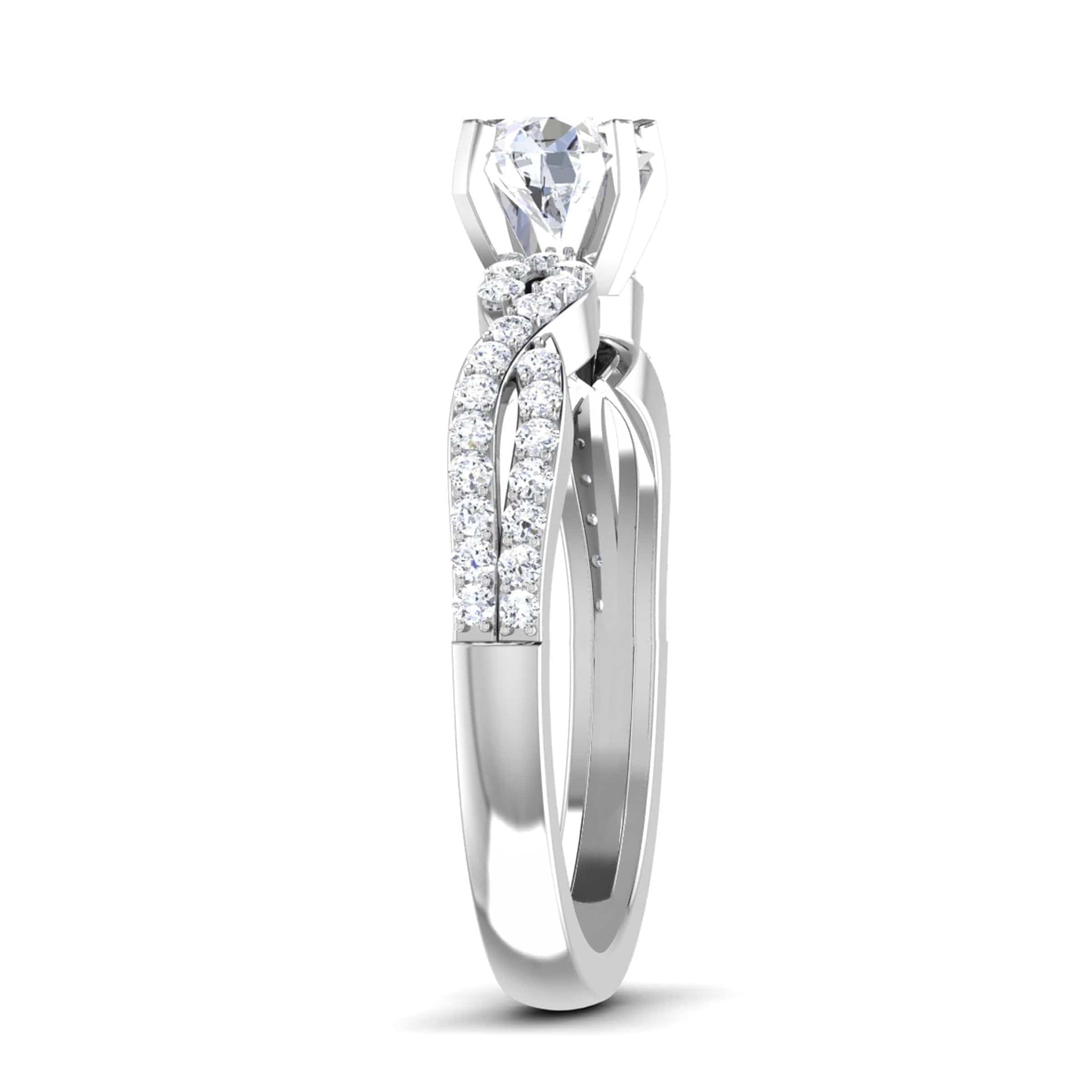 Jewelove™ Rings J VS / Women's Band only 50-Pointer Platinum Double Shank Diamond Solitaire Engagement Ring JL PT 6994-A