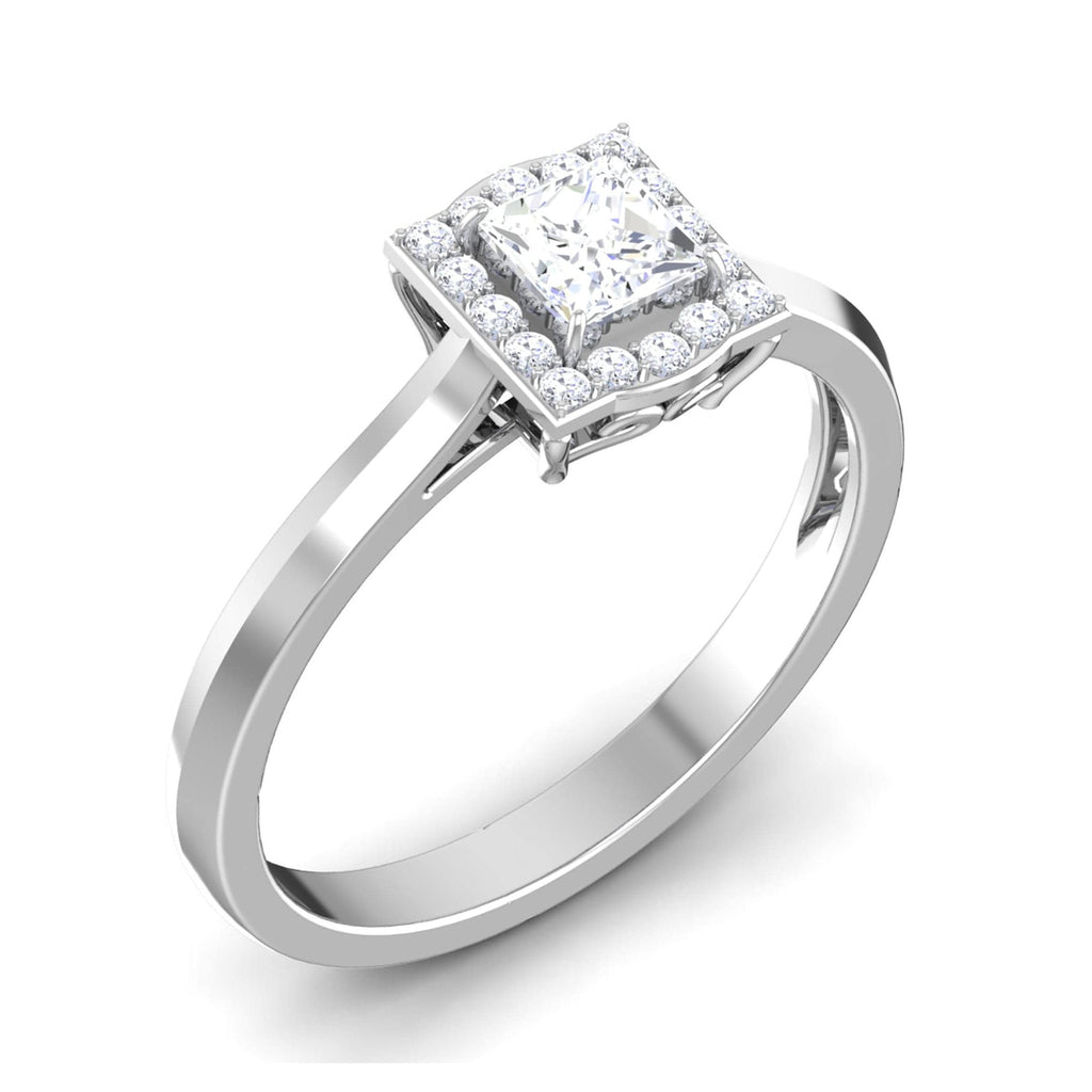 Jewelove™ Rings I VS / Women's Band only 50 Pointer Platinum Halo Princess Cut Diamond Solitaire Engagement Ring JL PT 6997