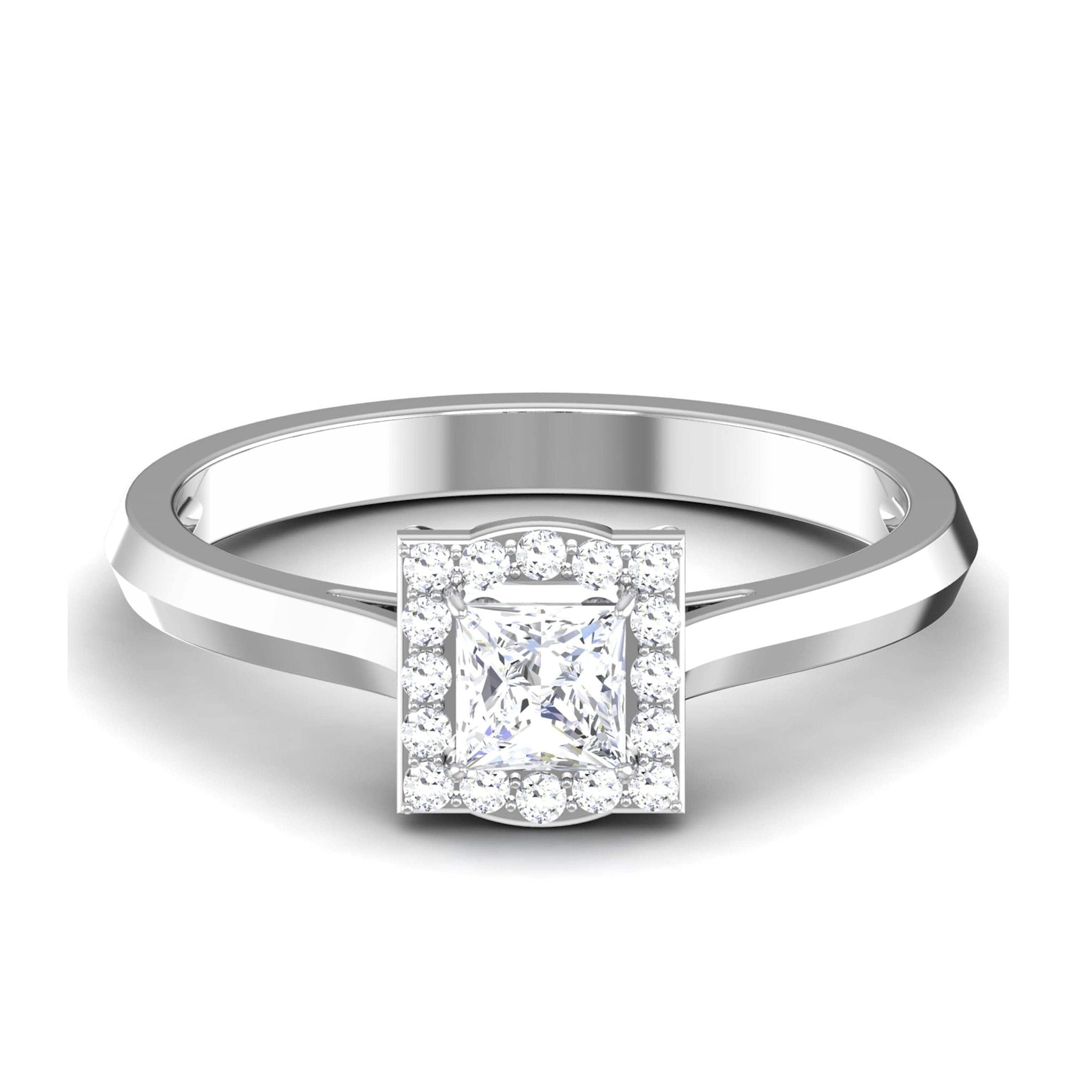 Jewelove™ Rings I VS / Women's Band only 50 Pointer Platinum Halo Princess Cut Diamond Solitaire Engagement Ring JL PT 6997