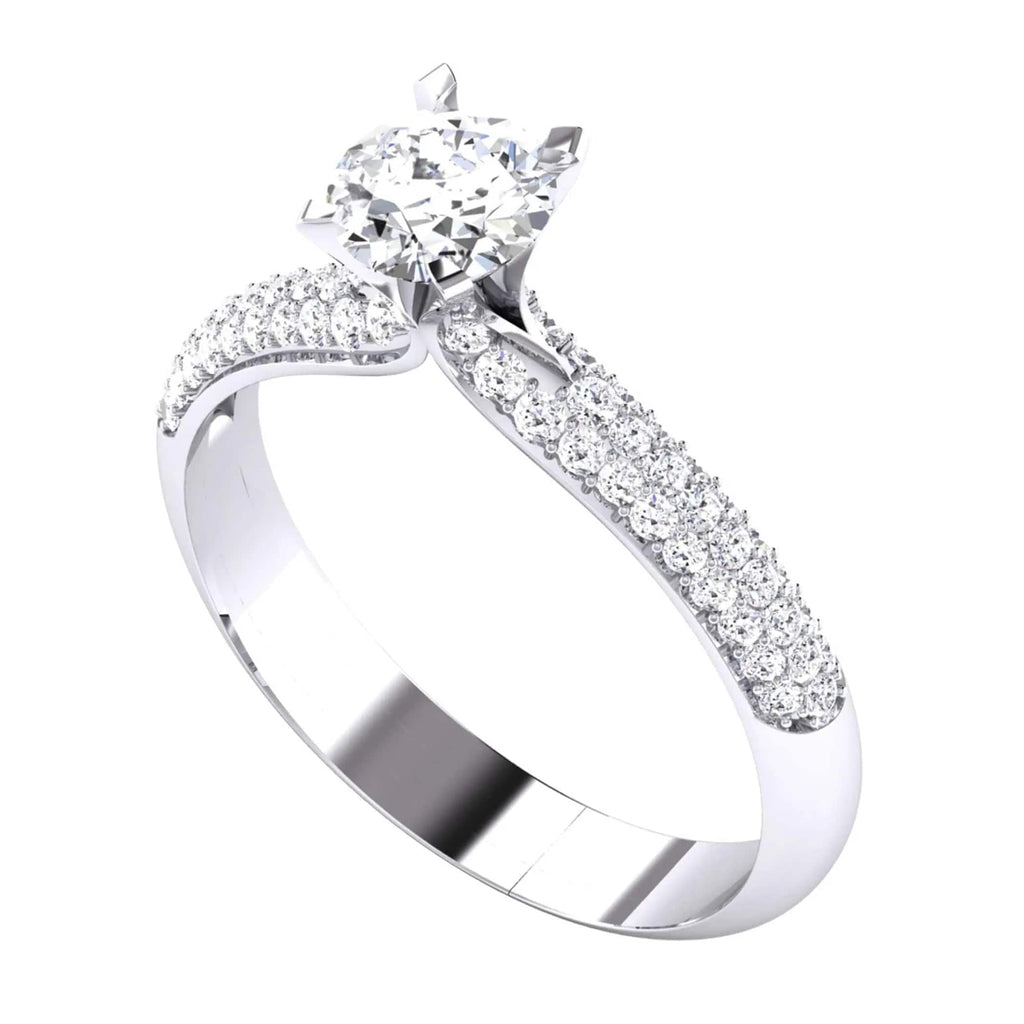 Jewelove™ Rings Women's Band only 50 Pointer Platinum Solitaire Engagement Ring with Small Diamonds on the Shank JL PT 486