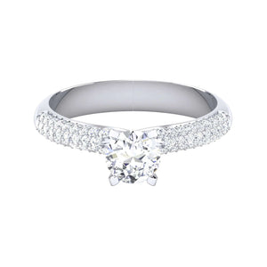 Jewelove™ Rings Women's Band only 50 Pointer Platinum Solitaire Engagement Ring with Small Diamonds on the Shank JL PT 486