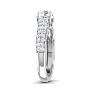 Jewelove™ Rings J VS / Women's Band only 50-Pointer Platinum Two Row Diamond Shank Solitaire Engagement Ring JL PT 6989-A