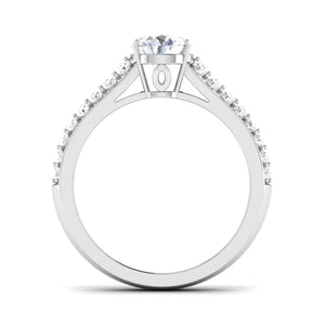 Jewelove™ Rings J VS / Women's Band only 50-Pointer Platinum Two Row Diamond Shank Solitaire Engagement Ring JL PT 6989-A