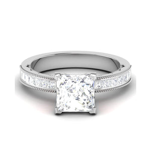 Jewelove™ Rings I VS / Women's Band only 50 Pointer Princes Cut Solitaire Platinum Engagement Ring with Diamond Shank JL PT 6605