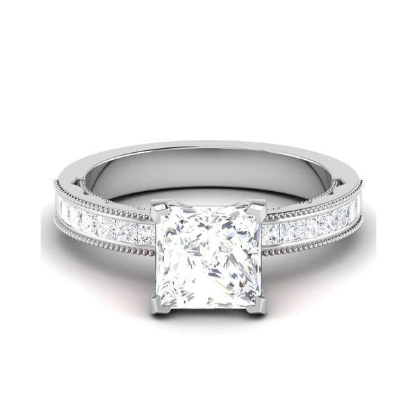 Jewelove™ Rings I VS / Women's Band only 50 Pointer Princes Cut Solitaire Platinum Engagement Ring with Diamond Shank JL PT 6605