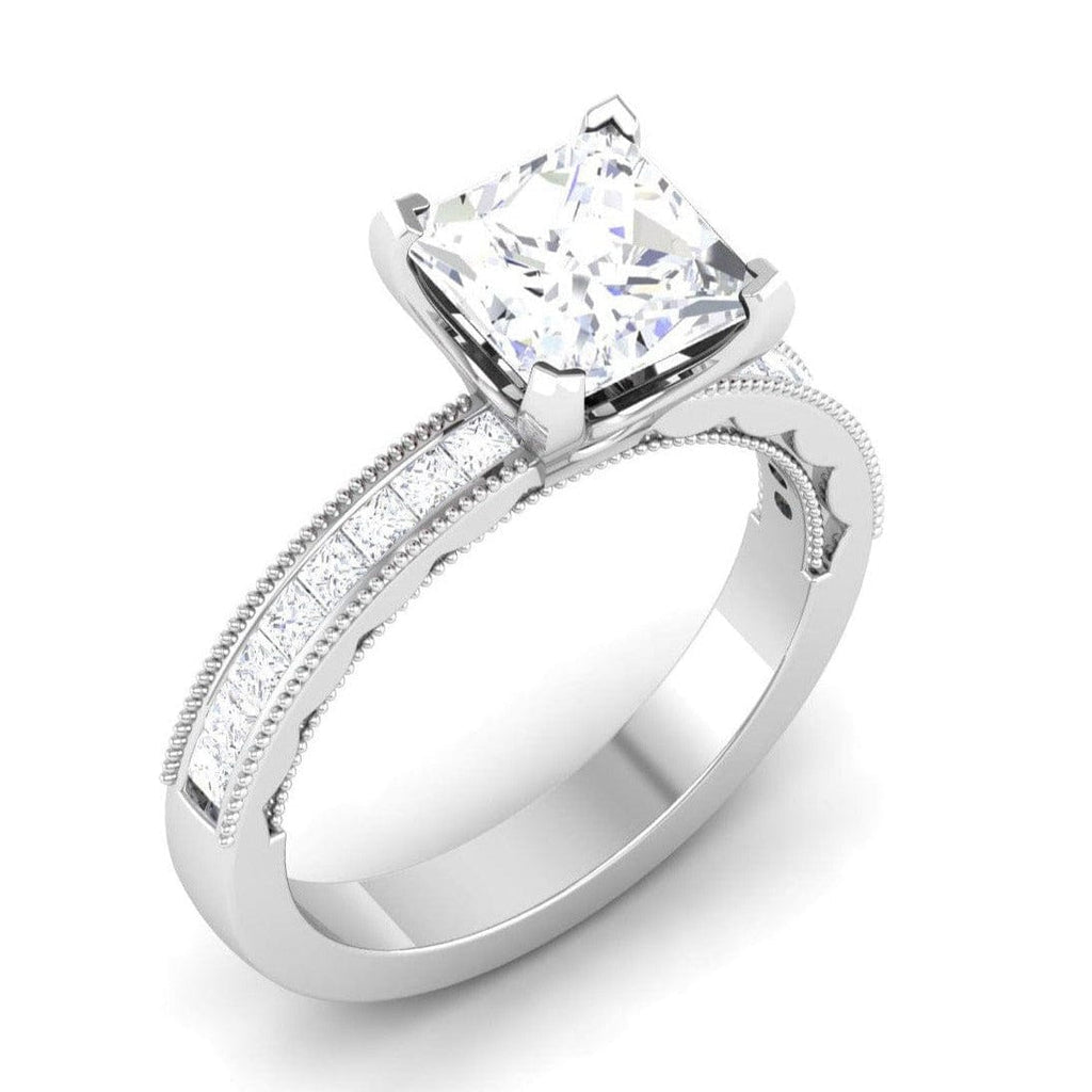 Jewelove™ Rings I VS / Women's Band only 50 Pointer Princes Cut Solitaire Platinum Engagement Ring with Diamond Shank JL PT 6605