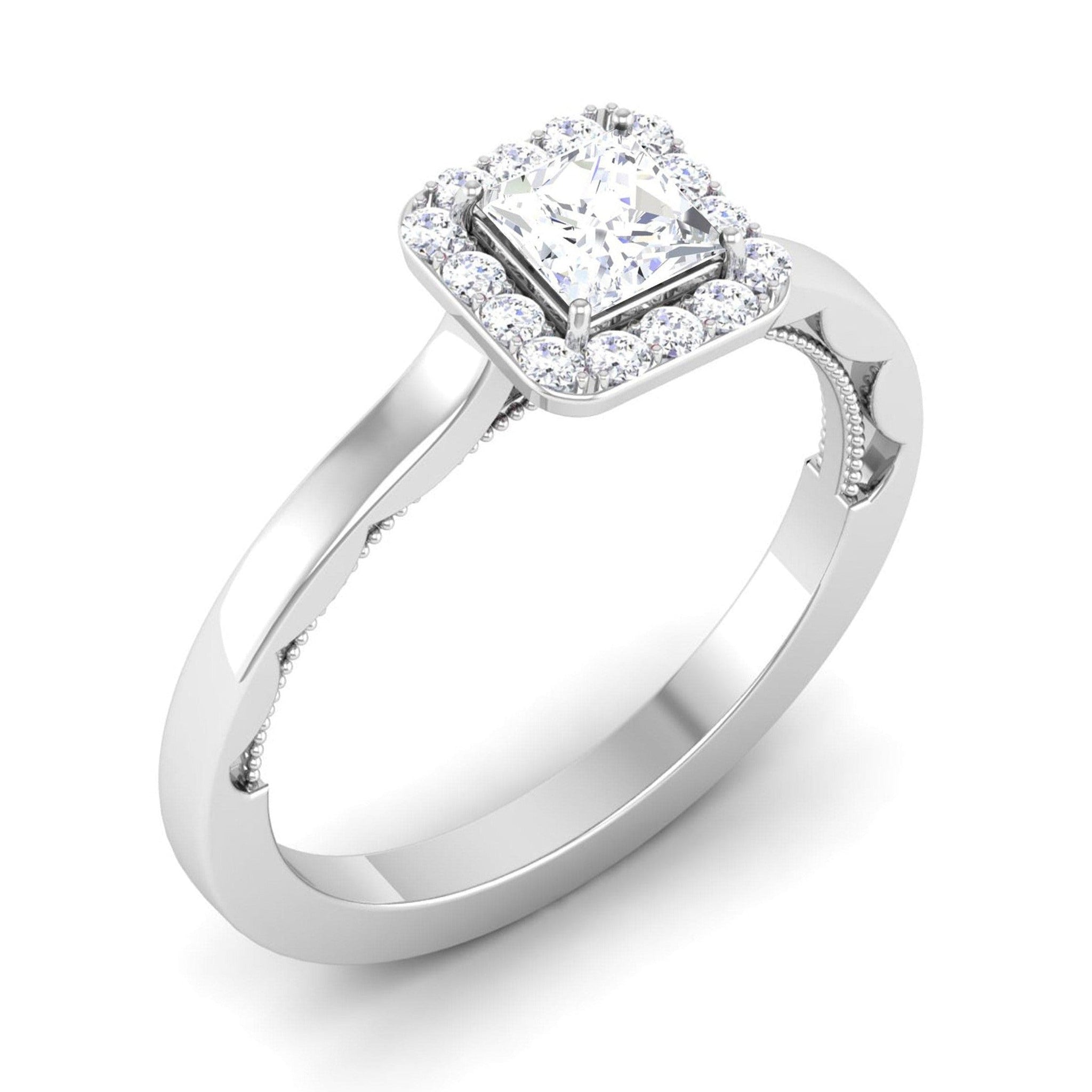 Jewelove™ Rings I VS / Women's Band only 50 Pointer Princess Cut Halo Diamond Platinum Solitaire Engagement Ring JL PT 6592