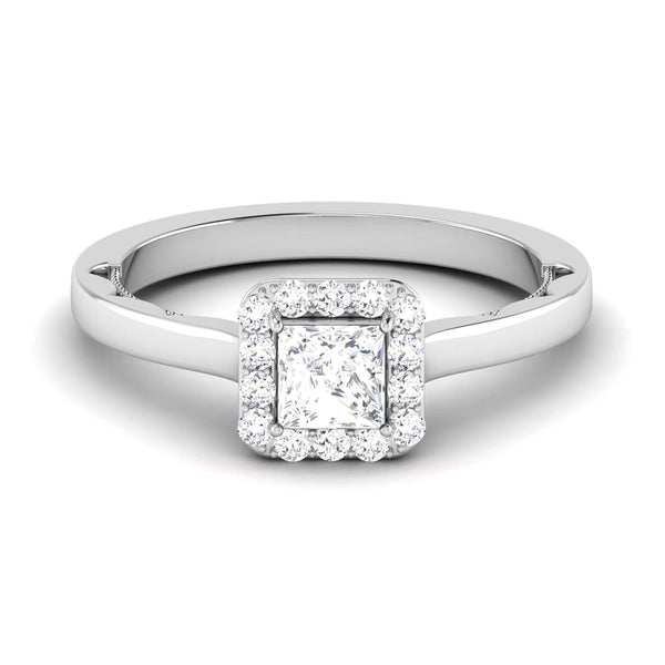 Jewelove™ Rings I VS / Women's Band only 50 Pointer Princess Cut Halo Diamond Platinum Solitaire Engagement Ring JL PT 6592