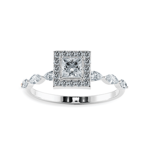 Jewelove™ Rings I VS / Women's Band only 50-Pointer Princess Cut Solitaire Halo Diamond with Marquise Cut Diamond Accents Platinum Ring JL PT 1277-A