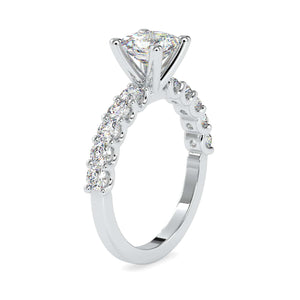 Jewelove™ Rings VS I / Women's Band only 50-Pointer Princess Cut Solitaire Platinum Diamond Shank Ring JL PT 0117-A