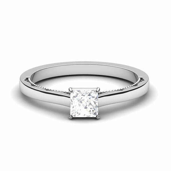 Jewelove™ Rings I VS / Women's Band only 50-Pointer Princess Cut Solitaire Platinum Engagement Ring with Milgrain Finish JL PT 6578