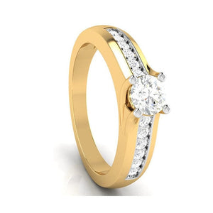 Jewelove™ Rings Women's Band only / VS J 50-Pointer  Solitaire 18K Yellow Gold Ring with Diamond Accents JL AU G 119Y-A