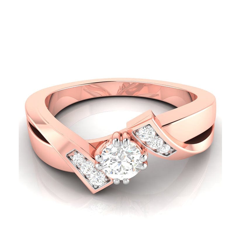 Jewelove™ Rings Women's Band only / VS J 50-Pointer Solitaire Diamond Designer Rose Gold Solitaire Ring JL AU G 104R-A