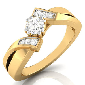 Jewelove™ Rings Women's Band only / VS J 50-Pointer Solitaire Diamond Designer Yellow Gold Solitaire Ring JL AU G 104Y-A