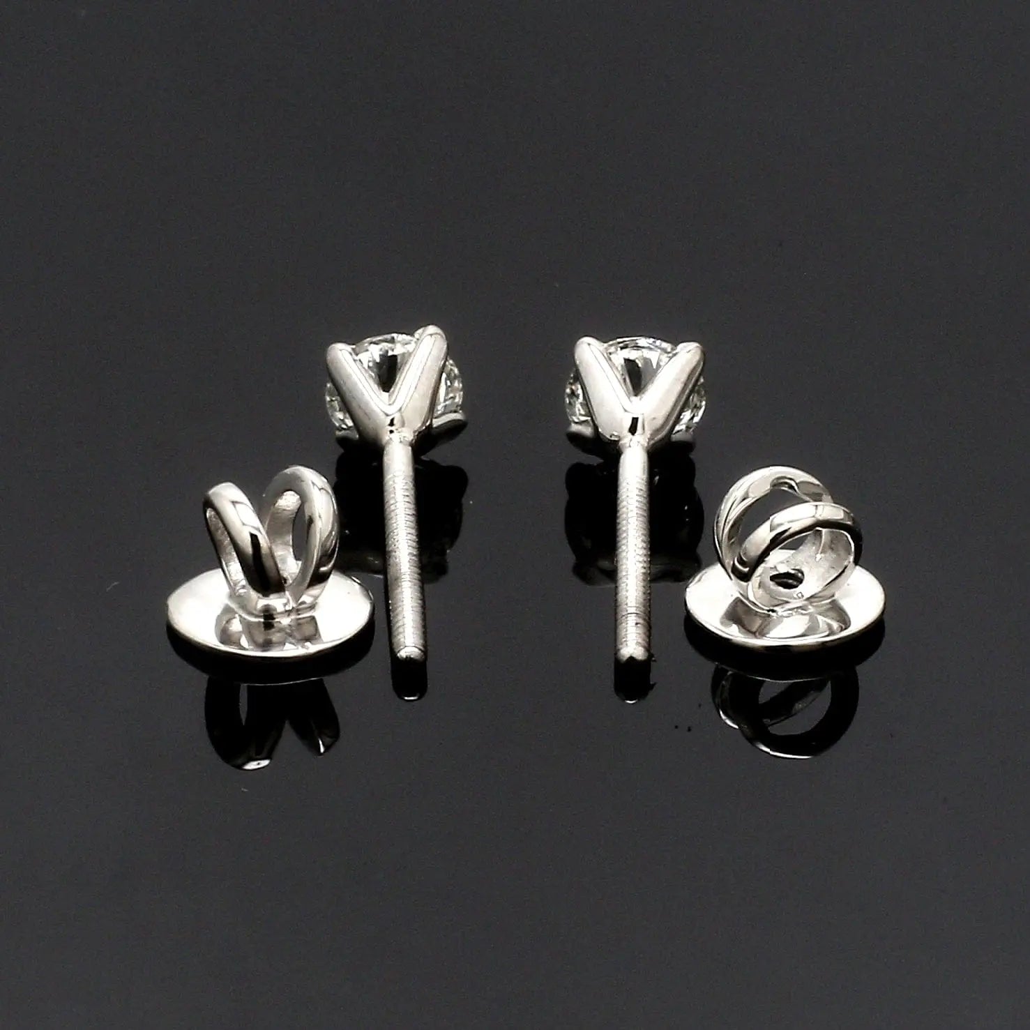 Black Silver Plated American Diamond Earrings