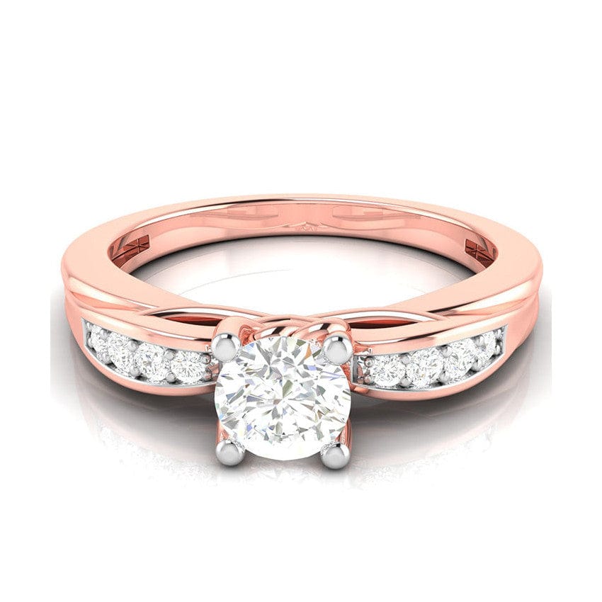 Jewelove™ Rings Women's Band only / VS J 50-Pointer Solitaire Diamond Shank 18K Rose Gold with Hidden Heart JL AU G 118R-A