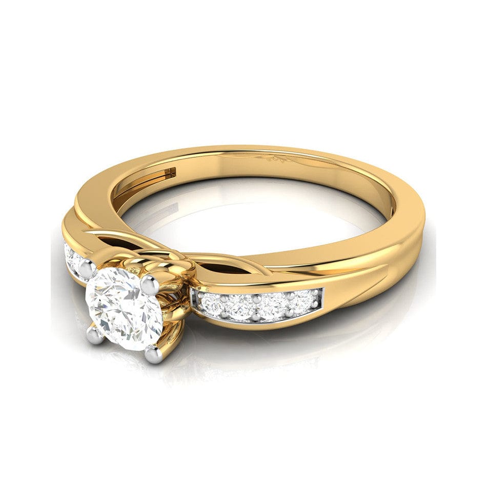 Jewelove™ Rings Women's Band only / VS J 50-Pointer Solitaire Diamond Shank 18K Yellow Gold with Hidden Heart JL AU G 118Y-A