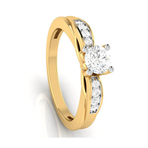 Jewelove™ Rings Women's Band only / VS J 50-Pointer Solitaire Diamond Shank 18K Yellow Gold with Hidden Heart JL AU G 118Y-A