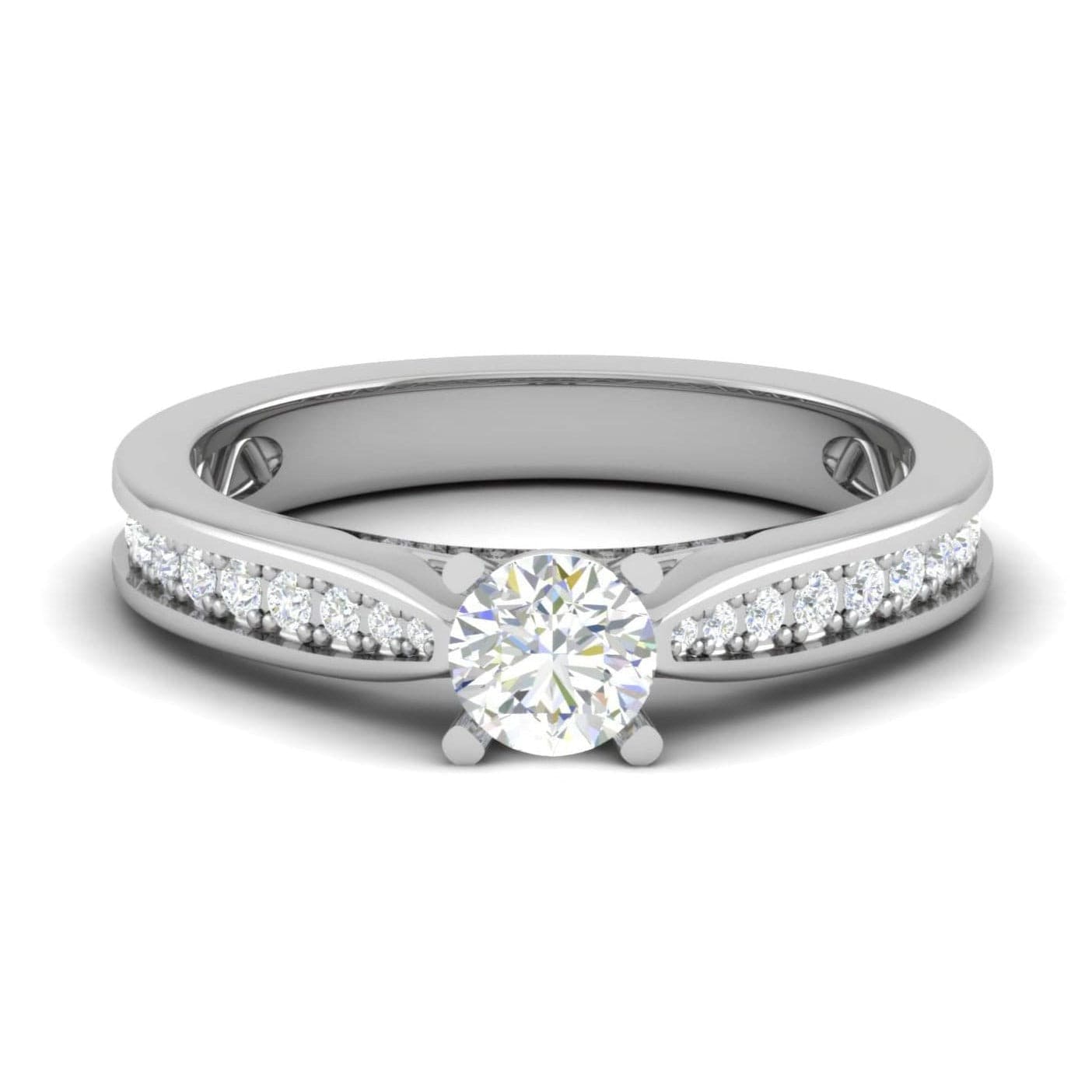 Jewelove™ Rings VS J / Women's Band only 50-Pointer Solitaire Diamond Shank Platinum Ring JL PT RP RD 143-A