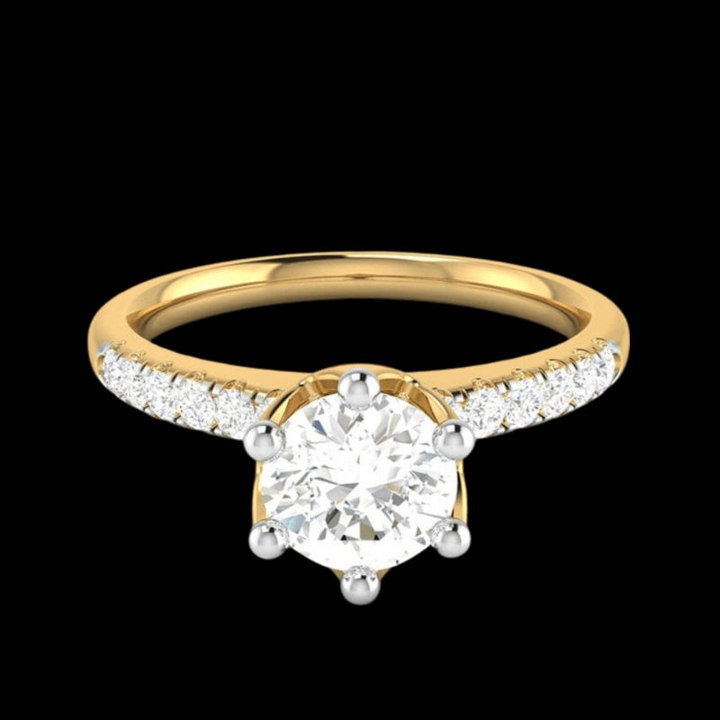 Jewelove™ Rings Women's Band only / VS J 50-Pointer Solitaire Diamond Shank Yellow Gold Ring JL AU G 105Y-A