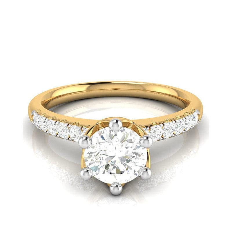 Jewelove™ Rings Women's Band only / VS J 50-Pointer Solitaire Diamond Shank Yellow Gold Ring JL AU G 105Y-A