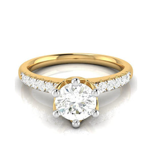 Jewelove™ Rings Women's Band only / VS J 50-Pointer Solitaire Diamond Shank Yellow Gold Ring JL AU G 105Y-A