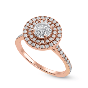 Jewelove™ Rings Women's Band only / VS J 50-Pointer Solitaire Double Halo Diamond Shank 18K Rose Gold Ring JL AU 1302R-A