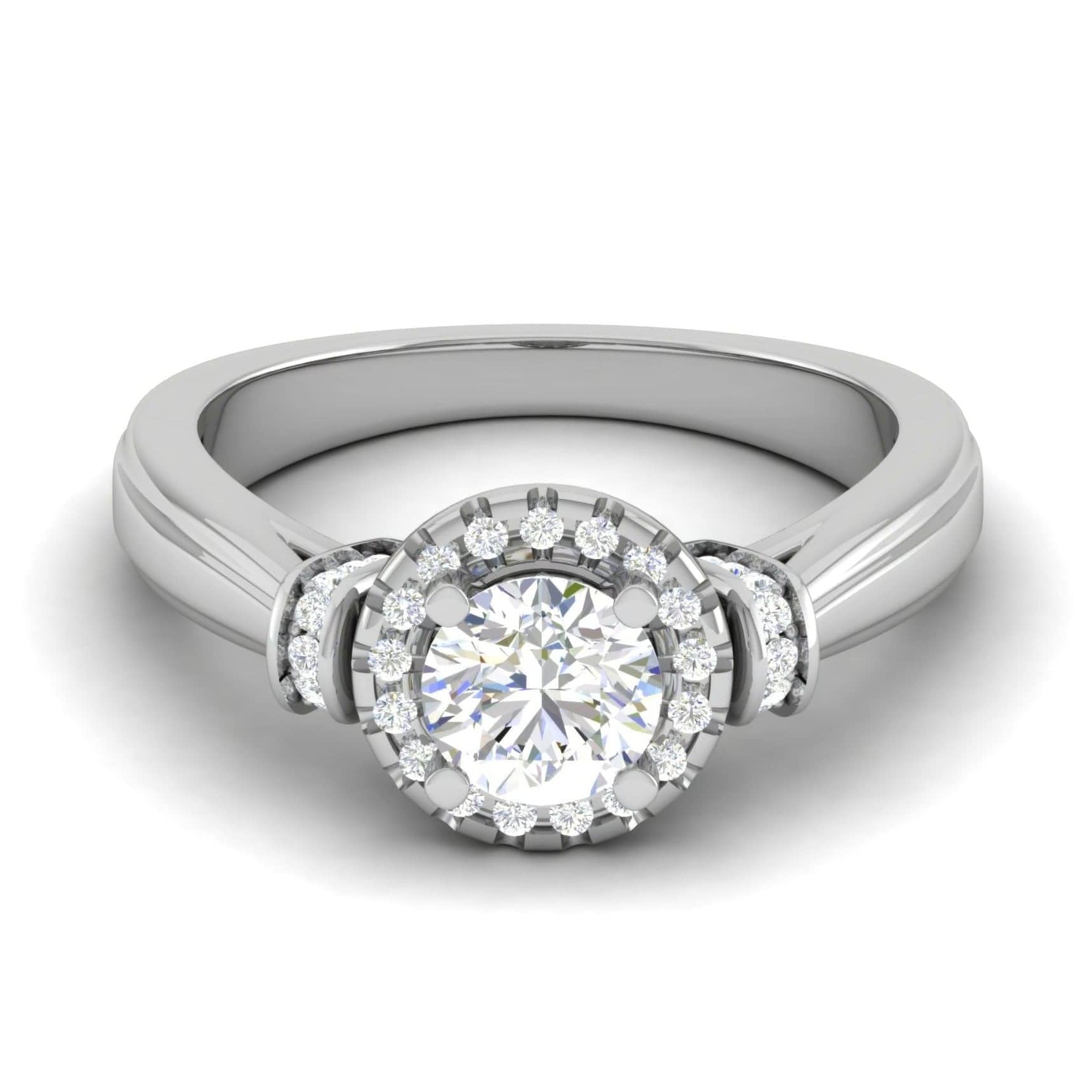 Jewelove™ Rings J VS / Women's Band only 50-Pointer Solitaire Halo Diamond Platinum Engagement Ring JL PT WB5996E-A