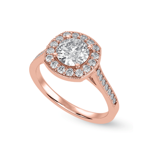 Jewelove™ Rings Women's Band only / VS J 50-Pointer Solitaire Halo Diamond Shank 18K Rose Gold Ring JL AU 1332R-A