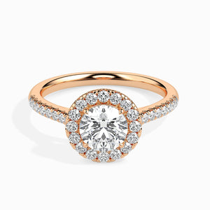 Jewelove™ Rings Women's Band only / VS J 50-Pointer Solitaire Halo Diamond Shank 18K Rose Gold Ring JL AU 19031R-A