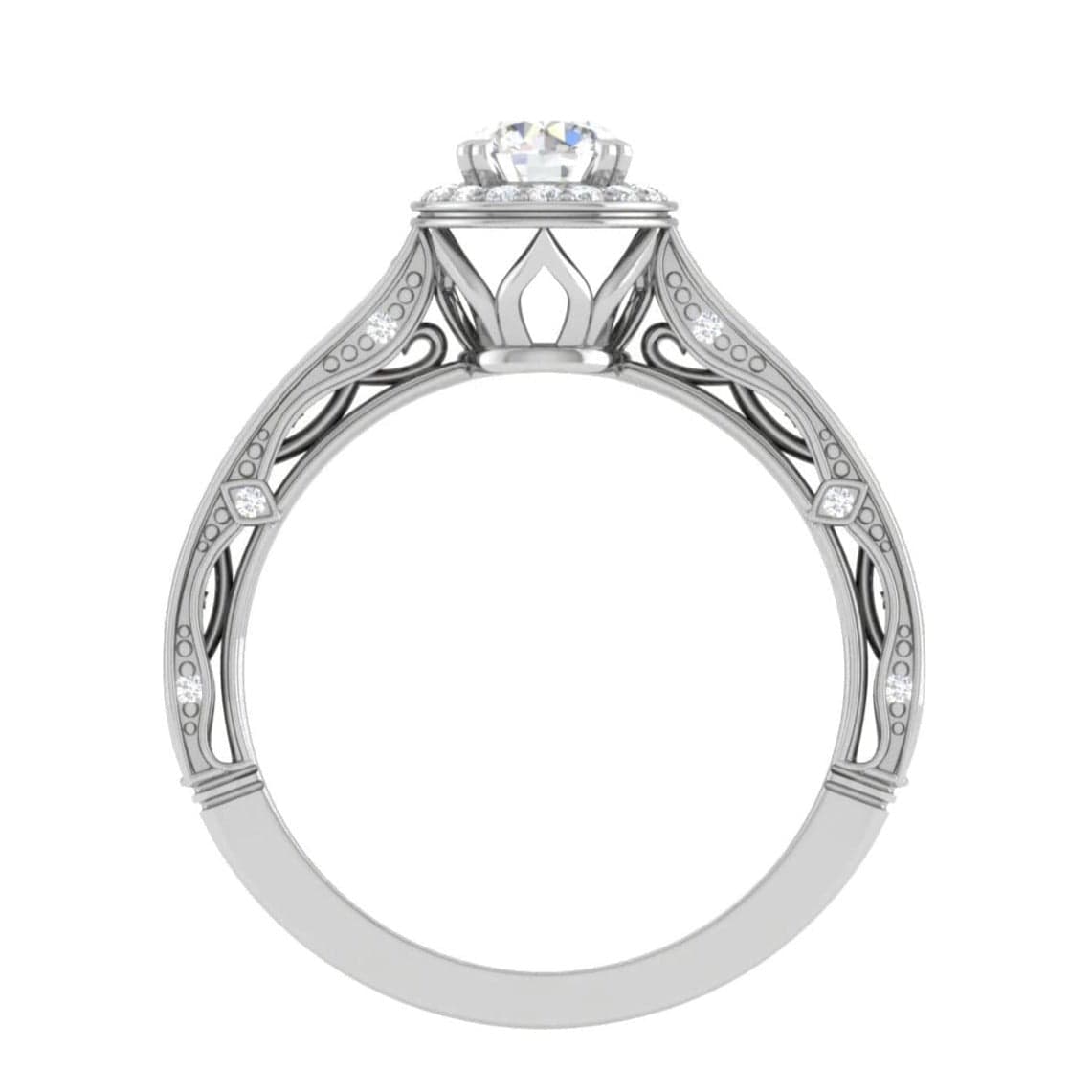 Jewelove™ Rings VS J / Women's Band only 50-Pointer Solitaire Halo Diamond Shank Platinum Ring for Women JL PT RV RD 137-B