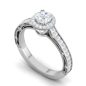 Jewelove™ Rings VS J / Women's Band only 50-Pointer Solitaire Halo Diamond Shank Platinum Ring for Women JL PT RV RD 137-B