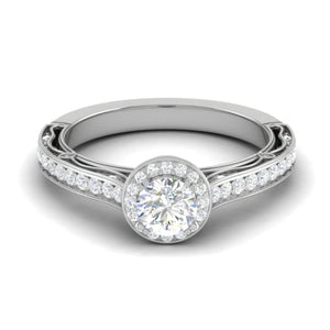 Jewelove™ Rings VS J / Women's Band only 50-Pointer Solitaire Halo Diamond Shank Platinum Ring for Women JL PT RV RD 137-B