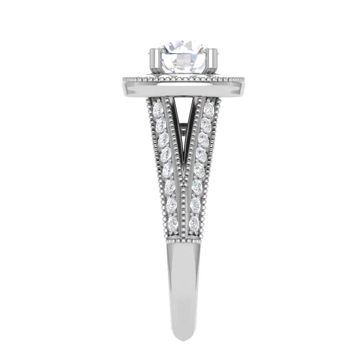 Jewelove™ Rings J VS / Women's Band only 50-Pointer Solitaire Halo Platinum Split Shank Engagement Ring JL PT WB5982E-A