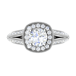 Jewelove™ Rings J VS / Women's Band only 50-Pointer Solitaire Halo Platinum Split Shank Engagement Ring JL PT WB5982E-A