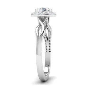 Jewelove™ Rings J VS / Women's Band only 50-Pointer Solitaire Halo Platinum Twisted Shank Engagement Ring JL PT 6579-A