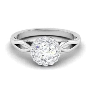 Jewelove™ Rings J VS / Women's Band only 50-Pointer Solitaire Halo Platinum Twisted Shank Engagement Ring JL PT 6579-A