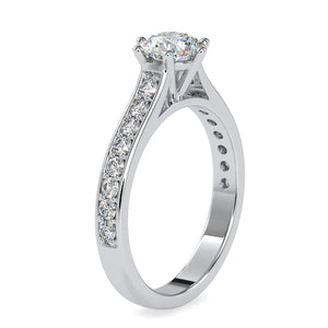 Jewelove™ Rings Women's Band only / VS J 50-Pointer Solitaire Platinum Diamond Shank Engagement Ring JL PT 0027