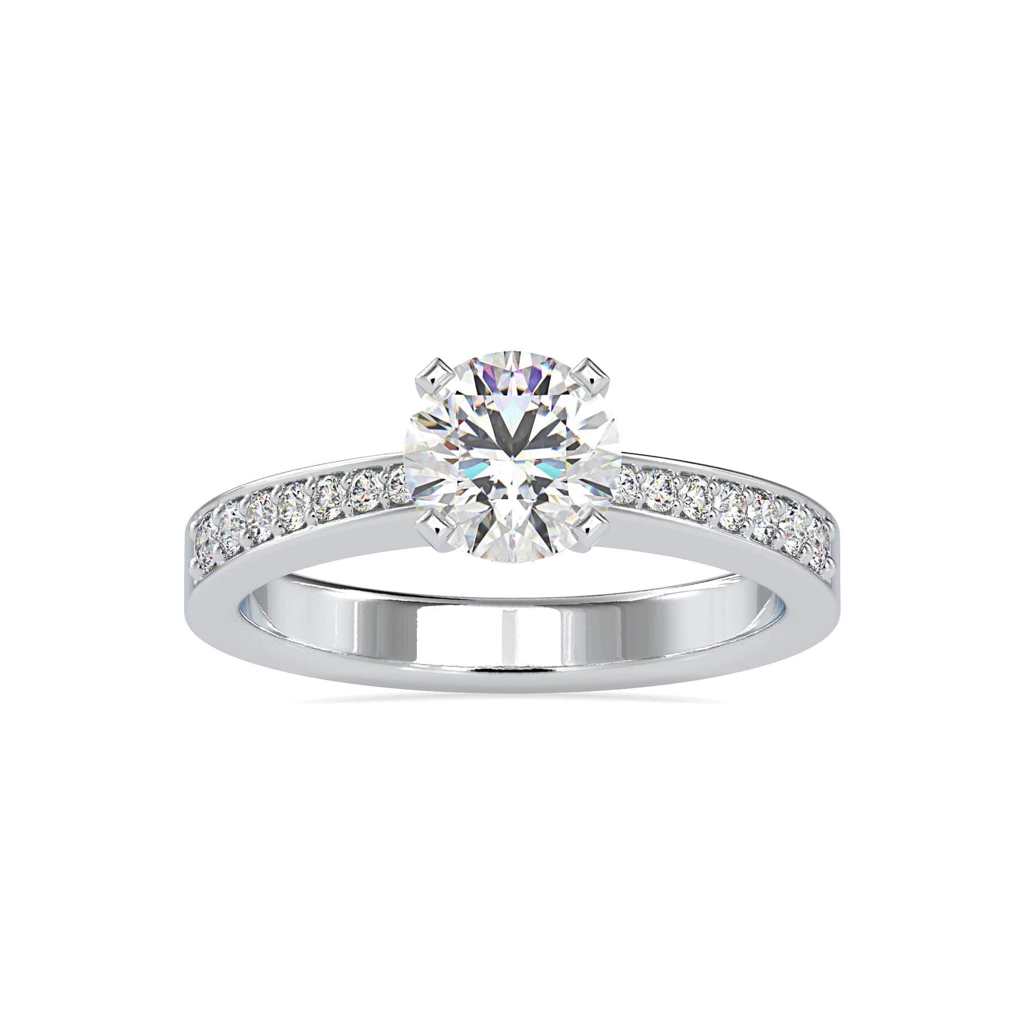 Jewelove™ Rings VS J / Women's Band only 50-Pointer Solitaire Platinum Diamond Shank Ring JL PT 0166-A