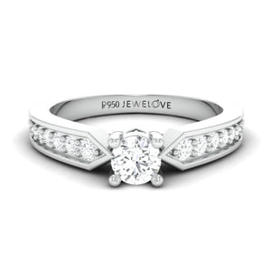 Jewelove™ Rings Women's Band only / J VS 50-Pointer Solitaire Platinum Ring with Diamond Accents JL PT 672-A