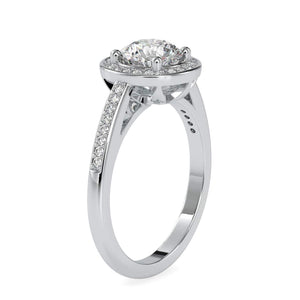 Jewelove™ Rings Women's Band only / VS J 50-Pointer Solitaire Single Halo Diamond Shank Platinum Engagement Ring JL PT 0071