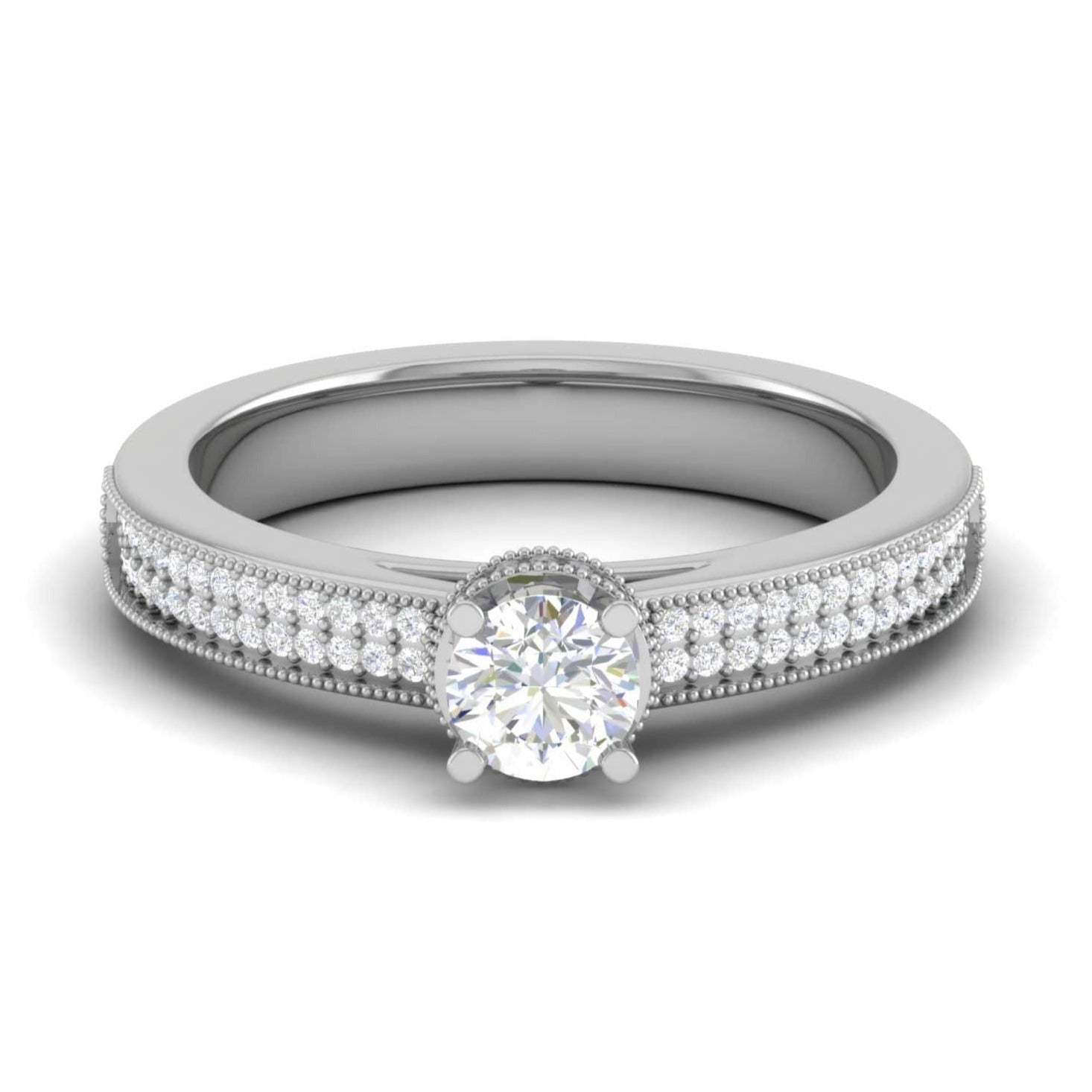 Jewelove™ Rings VS J / Women's Band only 50-Pointer Solitaire Single Halo Diamond Shank Platinum Ring JL PT RP RD 157-A