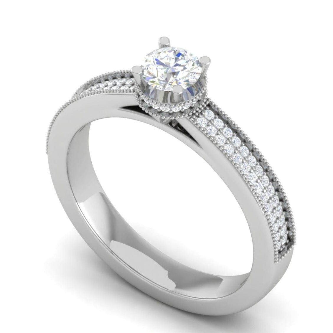 Jewelove™ Rings VS J / Women's Band only 50-Pointer Solitaire Single Halo Diamond Shank Platinum Ring JL PT RP RD 157-A