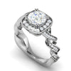 Jewelove™ Rings VS J / Women's Band only 50-Pointer Solitaire Square Halo Diamond Twisted Shank Platinum Ring JL PT REHS1530