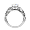 Jewelove™ Rings VS J / Women's Band only 50-Pointer Solitaire Square Halo Diamond Twisted Shank Platinum Ring JL PT REHS1530