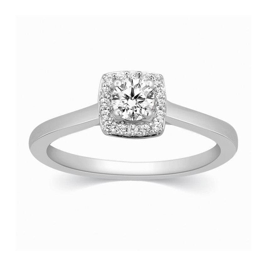 Jewelove™ Rings VS J / Women's Band only 50 Pointer Square Halo Diamond Platinum Engagement Ring JL PT 325-A