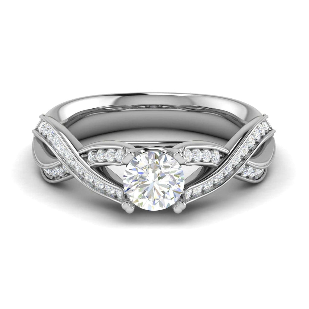 Jewelove™ Rings VS J / Women's Band only 50-Solitaire Diamond Twisted Shank Platinum Ring JL PT RP RD 148-A