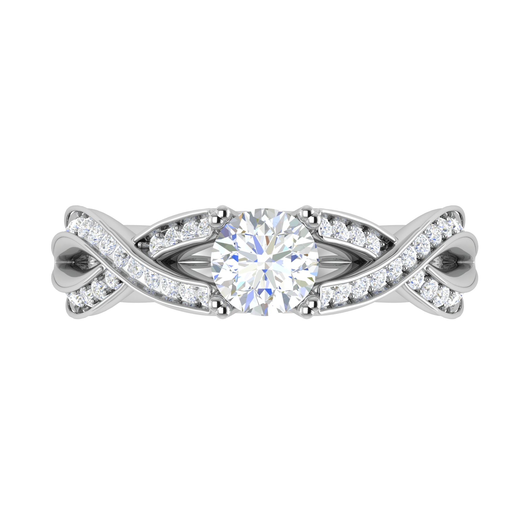 Jewelove™ Rings VS J / Women's Band only 50-Solitaire Diamond Twisted Shank Platinum Ring JL PT RP RD 148-A