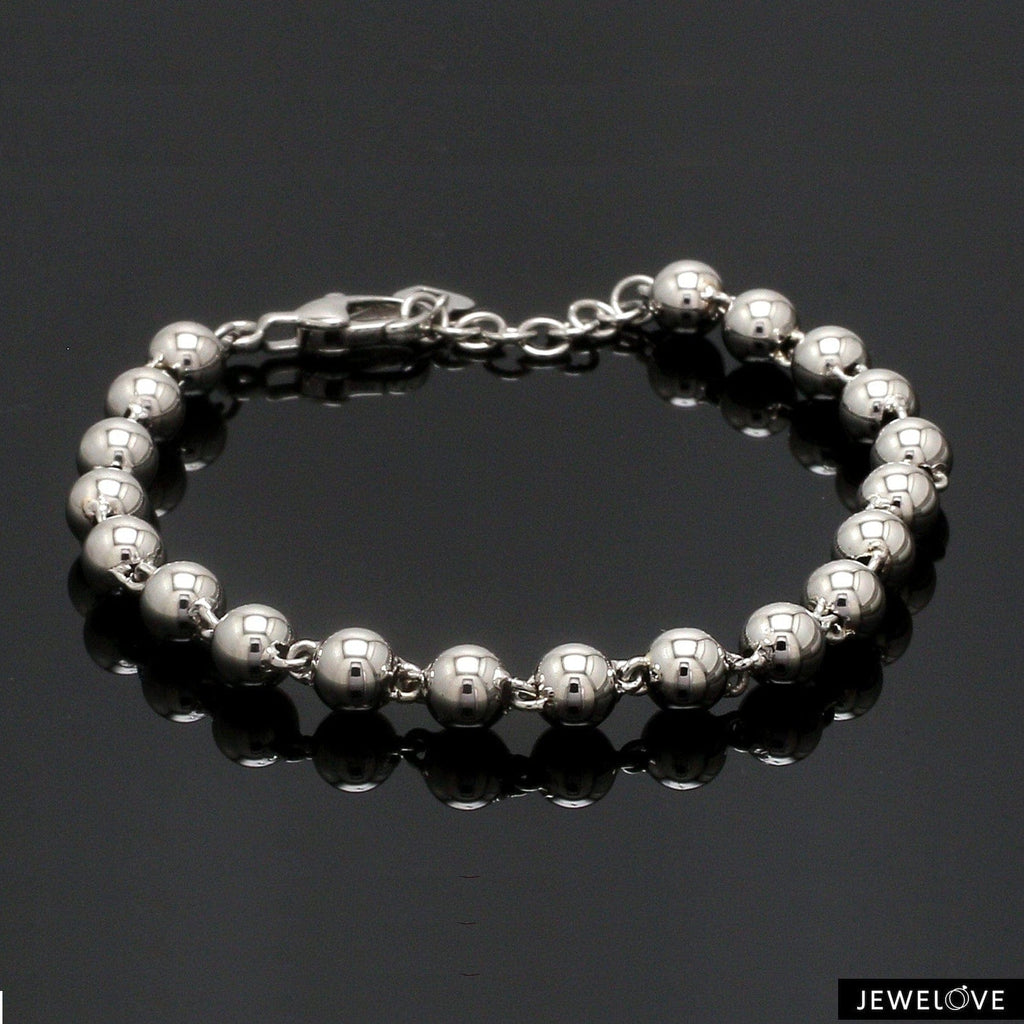 Jewelove™ Bangles & Bracelets 5mm Diamond Cut Balls Platinum Bracelet for Women JL PTB 1185